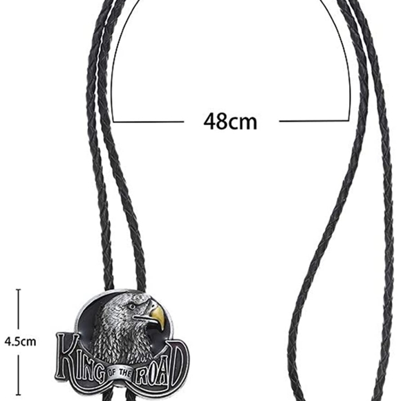 New 39" western eagle Bolo Tie for Men Vintage Shield w/ Handmade Black Leather - Picture 4 of 4